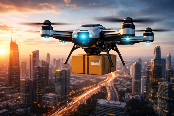AI-powered autonomous delivery drone in smart city 2026